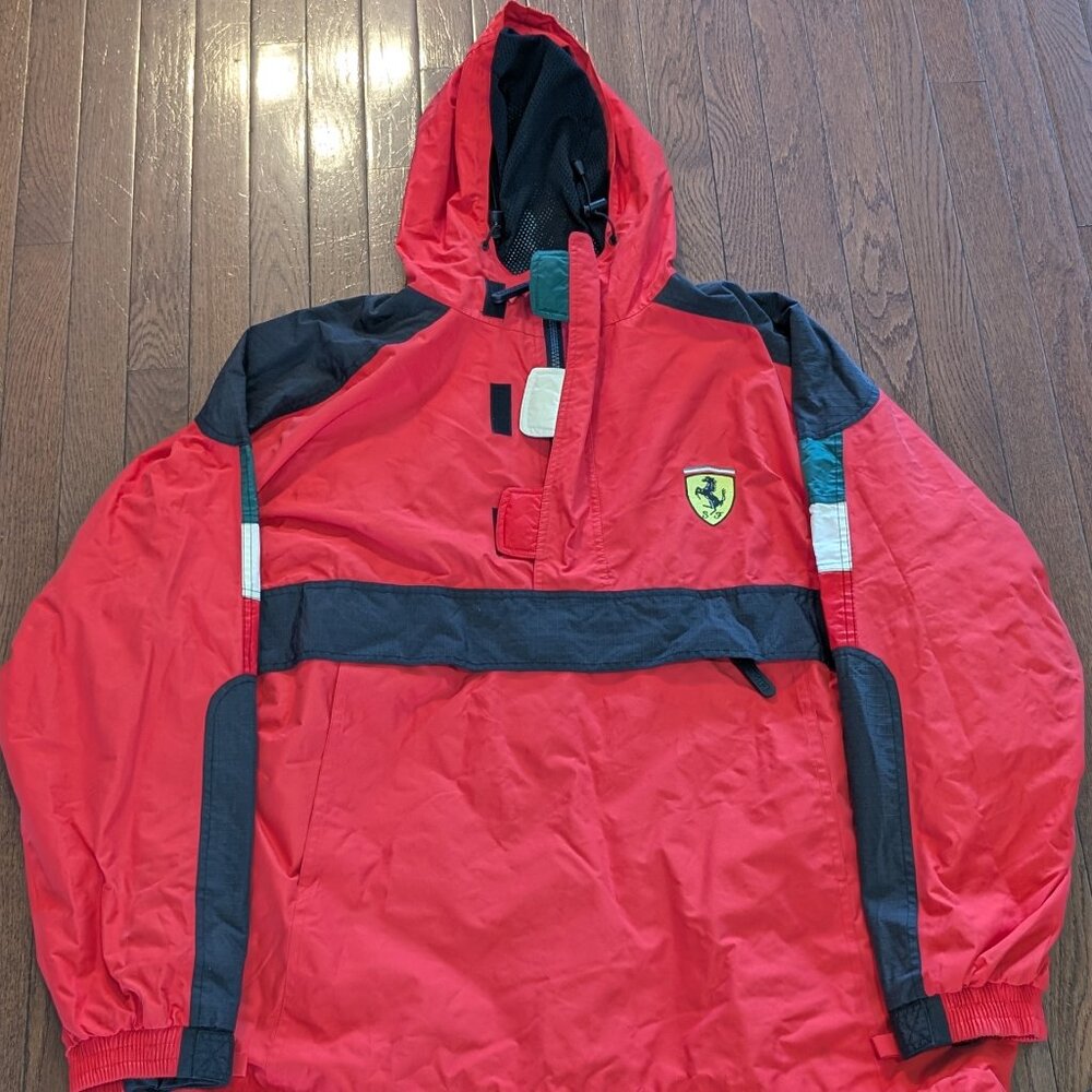 Vintage 1998 Ferrari Red Half Zip Anorak Racing Jacket - Size XXL